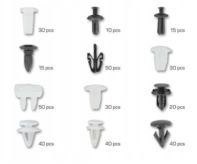 Příchytky čalounění pro interiér vozu Mitsubishi, sada 370 kusů