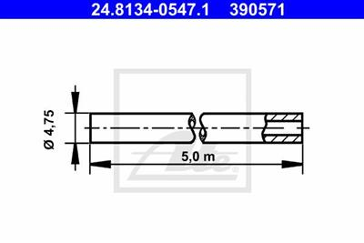 Brzdové potrubí ocelové - ATE; 5m; 4,75 mm
