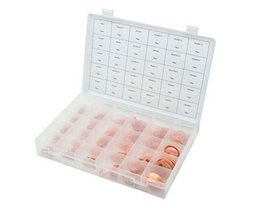 Podložky měděné ploché, různé průměry, sada 300 kusů