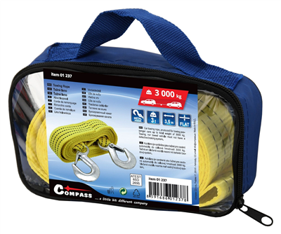 01237 Lano tažné ploché 3000kg s karabinami