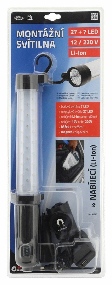 08307 Svítilna montážní 27+7LED nabíjecí 12/230V Li-on 1200mAh
