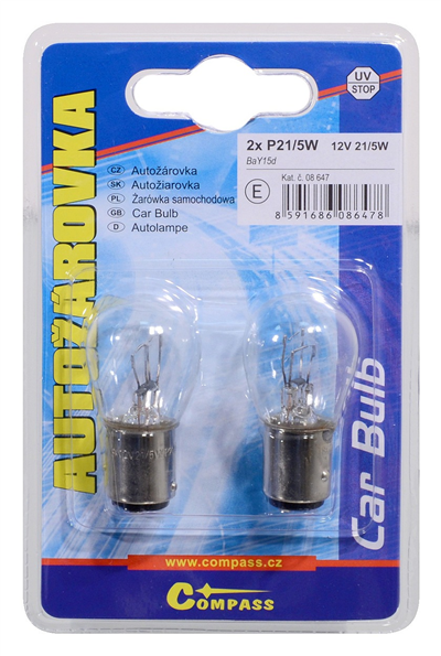 08647 Žárovka 12V P21/5W 21/5W BaY15d blister 2ks