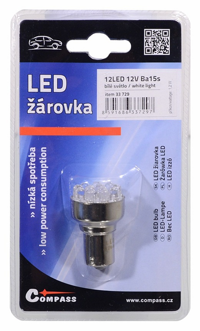 33729 Žárovka 12LED 12V Ba15s bílá