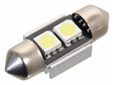 33802 Žárovka 2 SMD LED 12V suf. SV8.5 32mm s rezistorem CAN-BUS ready bílá