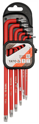 YATO YT-0563 Sada klíčů TORX s otvorem 9 ks delší