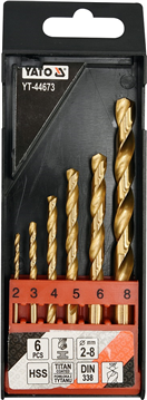 YATO YT-44673 Sada vrtáků do železa HSS-TiN 6ks 2-8mm