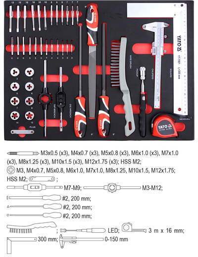 Skříňka dílenská pojízdná s nářadím (211ks) 7 zásuvek