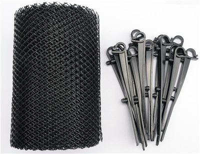 Ochranná síť proti zanášení okapových žlabů s úchytkami