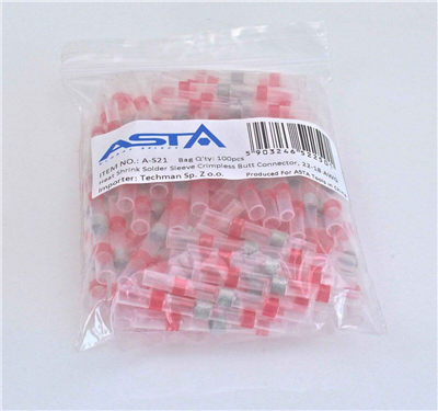 Smršťovací hadičky s cínem, 2.7 x 40 mm, 22-18 AWG, balení 100 ks