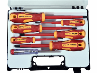 Šroubováky elektrikářské - ploché a křížové, zkoušečka, sada 7 ks PREMIUM EX53087