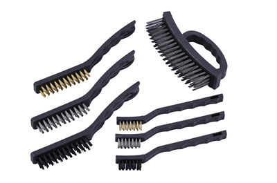 Čisticí kartáče ocelové, mosazné a nylonové, sada 7 ks QS14556