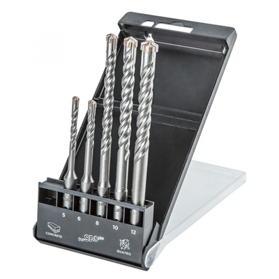 sada vrtáků SDS Plus 5 pcs. - 5, 6 x 110 mm + 8, 10, 12 x 160 mm Graphite