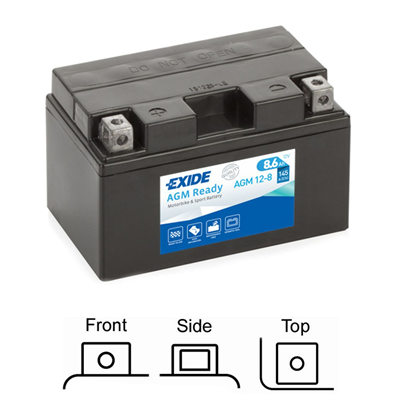 AGM12-8 Motobaterie Exide BIKE AGM Ready - 8,6Ah