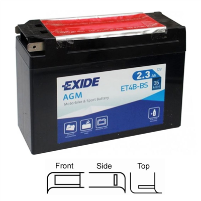 ET4B-BS Motobaterie Exide BIKE AGM - 2,3Ah