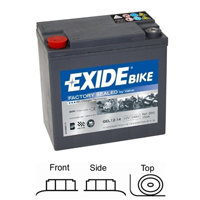 GEL12-14 Motobaterie Exide BIKE GEL - 14Ah