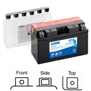 Exide ET7B-BS ET7B-BS motobaterie EXIDE AGM suchá, přednabitá 12V 6,5Ah 85A 150x65x93 LEVÁ