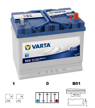 Baterie VARTA BLUE dynamic Asia - 70Ah
