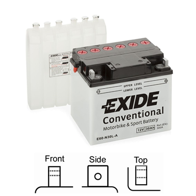 E60-N30L-A Motobaterie Exide BIKE CONVENTIONAL - 30Ah