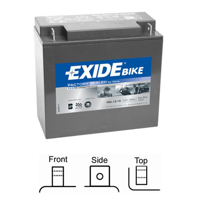GEL12-16 Motobaterie Exide BIKE GEL - 16Ah