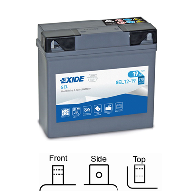 GEL12-19 motobaterie EXIDE GEL 12V 19Ah 170A 185x80x170