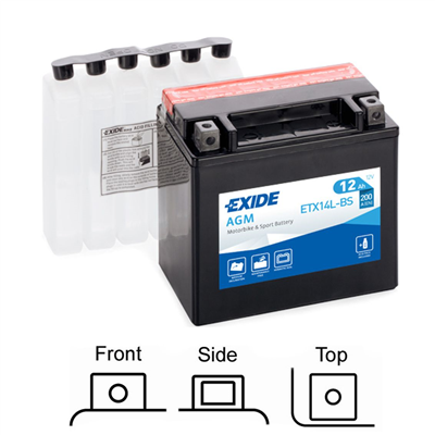 ETX14L-BS Motobaterie Exide BIKE AGM - 12Ah