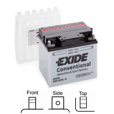 E60-N30L-B Motobaterie Exide BIKE CONVENTIONAL - 30Ah