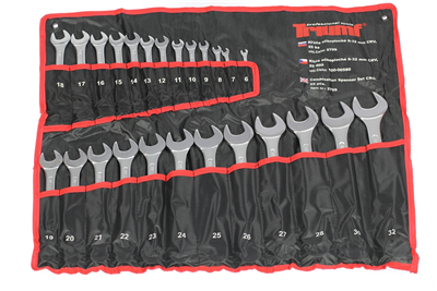 klíče očkoploché 6 - 32 mm, sada 25 dílů, v textilním obalu