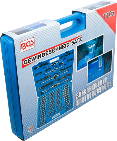 Sada palcových i metrických závitníků a oček, 110 ks - BGS 900
