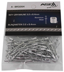 ASTA A-BR3264 Trhací nýty hliník-ocel, 3,2 x 6,4 mm, s plochou hlavou, sada 100 ks