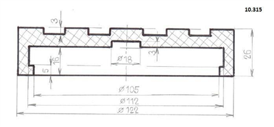 Gumová podložka zvedáku 123x28 mm, kulatá s límcem
