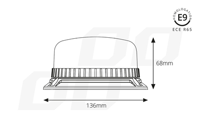 Výstražný maják pevný W03B s 3 šrouby R65 R10 36LED 12 / 24V IP56