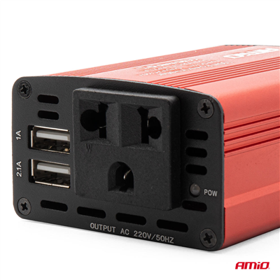 Měnič napětí AMiO 12V/230V 150W/300W 2xUSB PI01