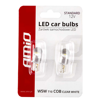 LED STANDARD T10 W5W COB HPC 12V Clear white
