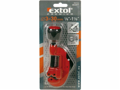 Řezač trubek s odhrotovačem, O 3-30mm, řezací kolečko 18x4x4,8mm, HSS EXTOL-PREMIUM
