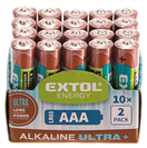 Extol EX42012 Baterie alkalické EXTOL ENERGY ULTRA +, 20ks, 1,5V AAA (LR03) EXTOL-LIGHT