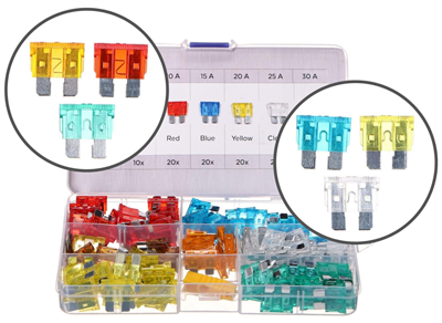 Sada nožových automobilových pojistek MECHANIC FUSE SET 1, 5-30A, 120ks SIXTOL
