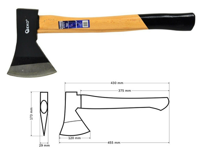 Sekera, dřevěná násada, 1000 g x 18