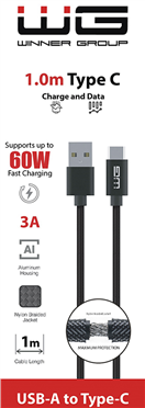 5701502 Datový kabel USB-A_type-C, 3 A, černý, 100 cm