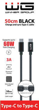 5701503 Datový kabel type-C_type-C, 3 A, černý, 50 cm