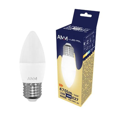 Žárovka AMM-E27-C37-4,9W-DW