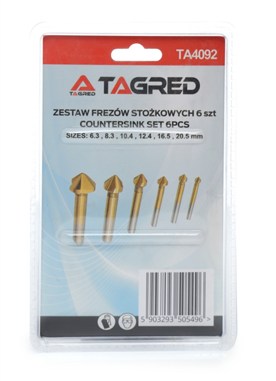 Sada záhlubníků Titan 6.3 - 20.5 mm, 6 ks TAGRED