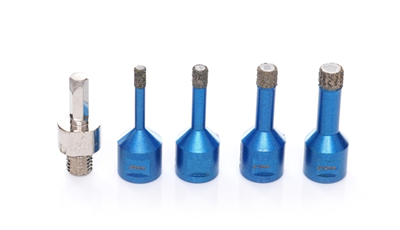 Korunkové diamantové vrtáky do keramiky či kamenu, 6 - 12 mm, M14, sada 5 ks