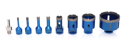 Korunkové diamantové vrtáky do keramiky či kamenu, 6 - 68 mm, M14, sada 9 ks