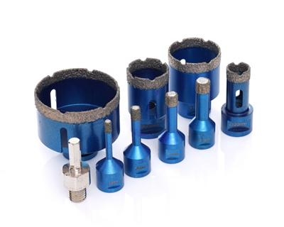 Korunkové diamantové vrtáky do keramiky či kamenu, 6 - 68 mm, M14, sada 9 ks