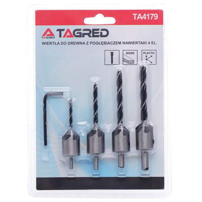 Tagred TA4179, Sada vrtáků do dřeva se zahloubením 3-6mm 4ks