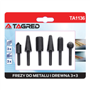 TAGRED TA1136 Rotační rašple, frézy HSS na kov či dřevo, sada 6 ks