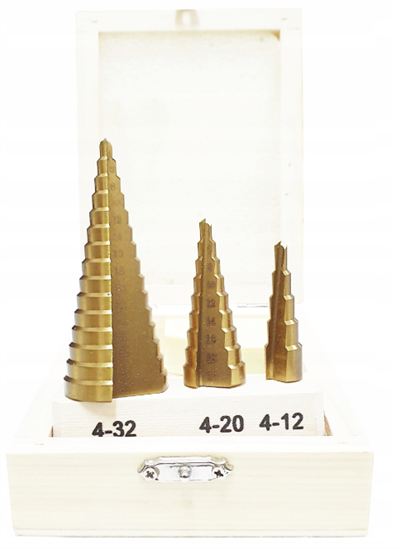 Stupňovité (kónické) vrtáky na kovy HSS 4-32 mm 3 ks, TA4036