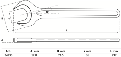 BGS 34236, Plochý klíč DIN 894 36 mm