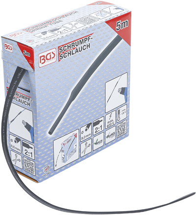 BGS 6852, Teplem smrštitelná trubička v krabici černá O 8 mm 5 m