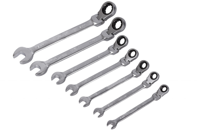 Sada ráčnových očkoplochých flexibilních klíčů 7 ks, 8 - 19 mm